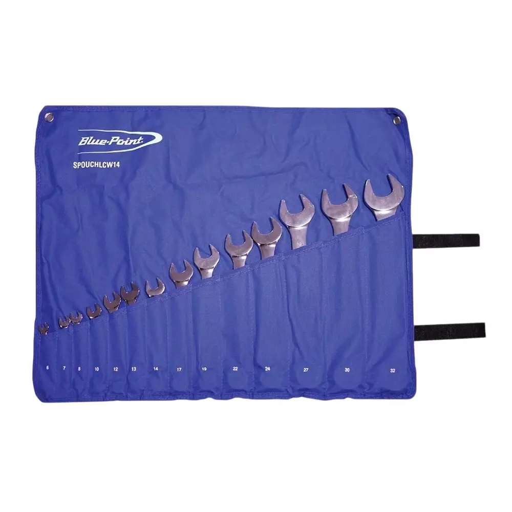 Blue-Point 14 Pcs Combination Wrench Set Chrome Finish and Alloy Steel Body, SPOUCHLCW14