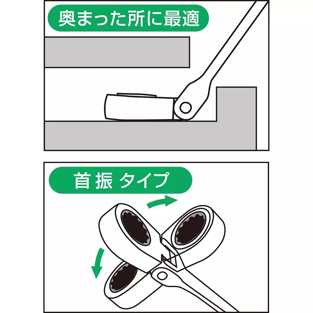 TONE Swivel Ratchet Box Wrench 11 mm, RMF-11