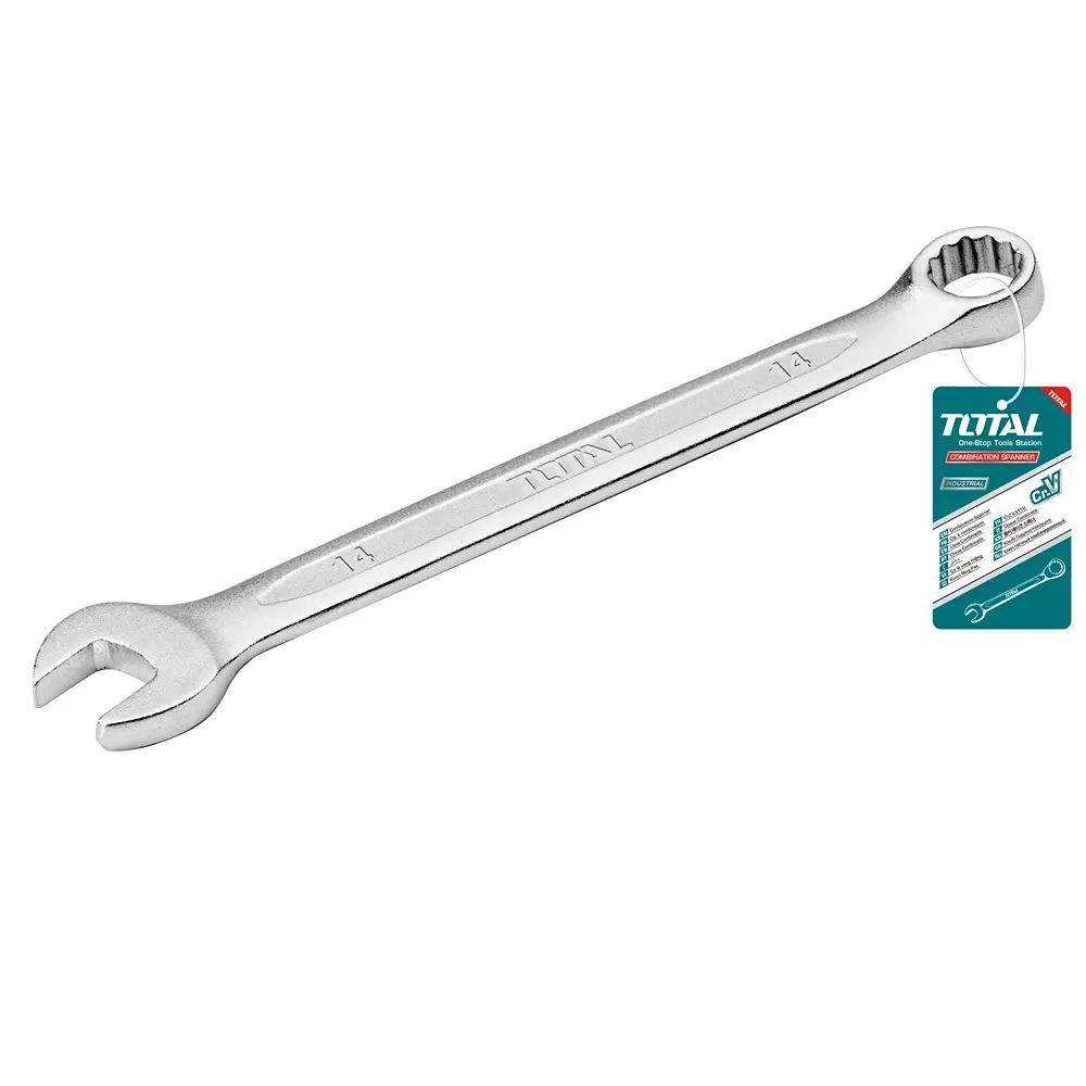 Total Combination Spanner 182 mm Length Chrome Plated, Matt Finish Chrome Vanadium Steel Silver, TCSPA141