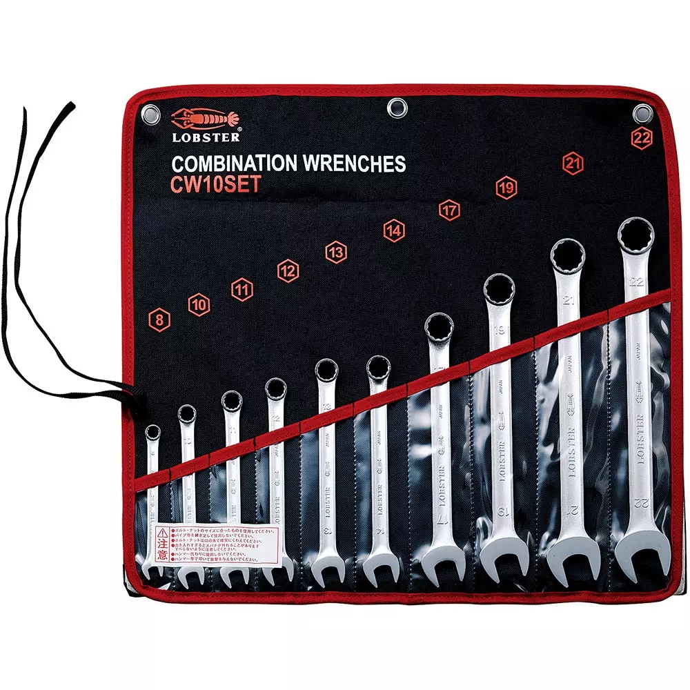Lobster (Lobtex) Combination Wrench Set Chromium Vanadium Steel, CW10SET (Pack of 10 Pcs)