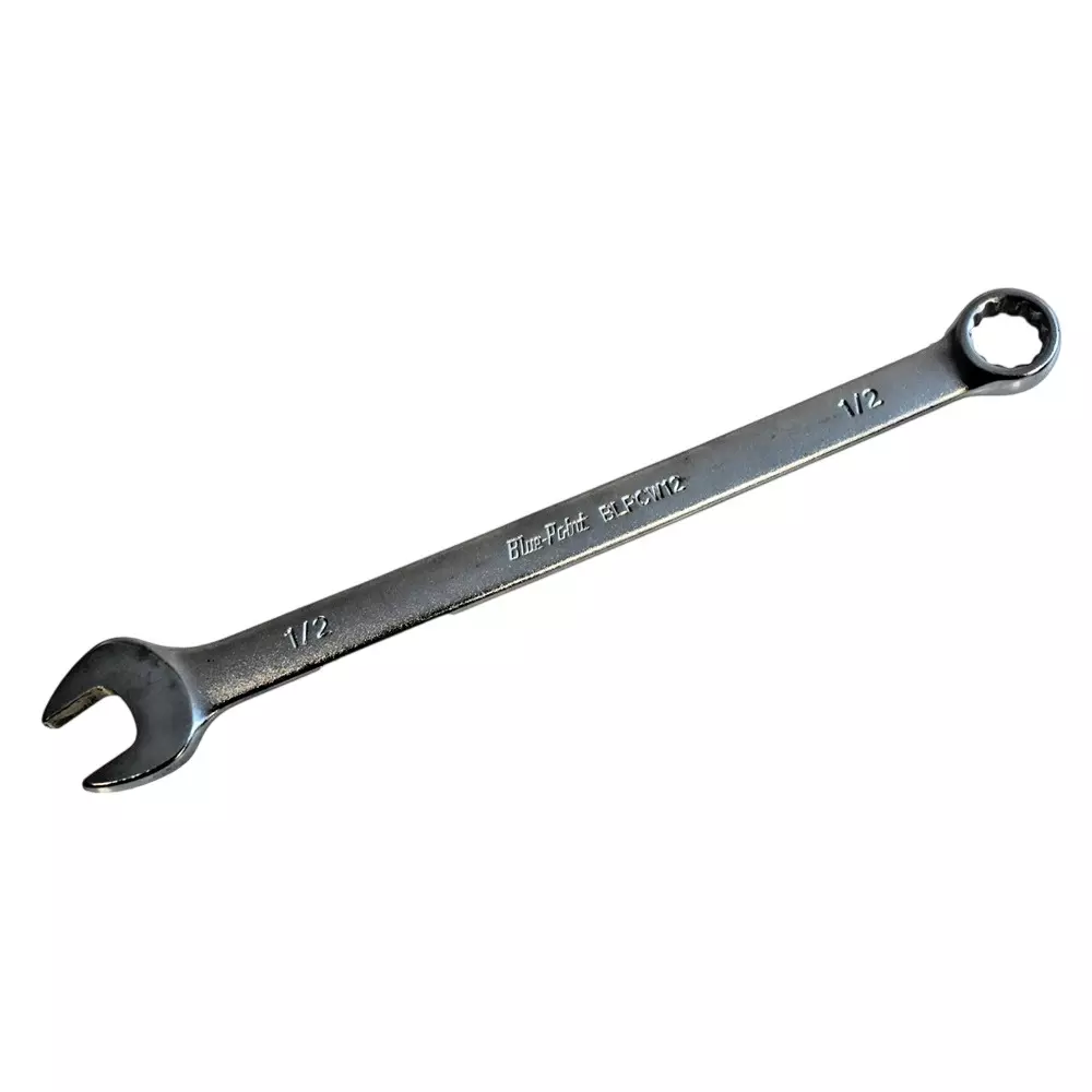Blue-Point 1/2 inch (12.7 mm) Combination Wrench Chrome Finish Alloy Steel Body for Automotive Maintenance & More, BLPCW12
