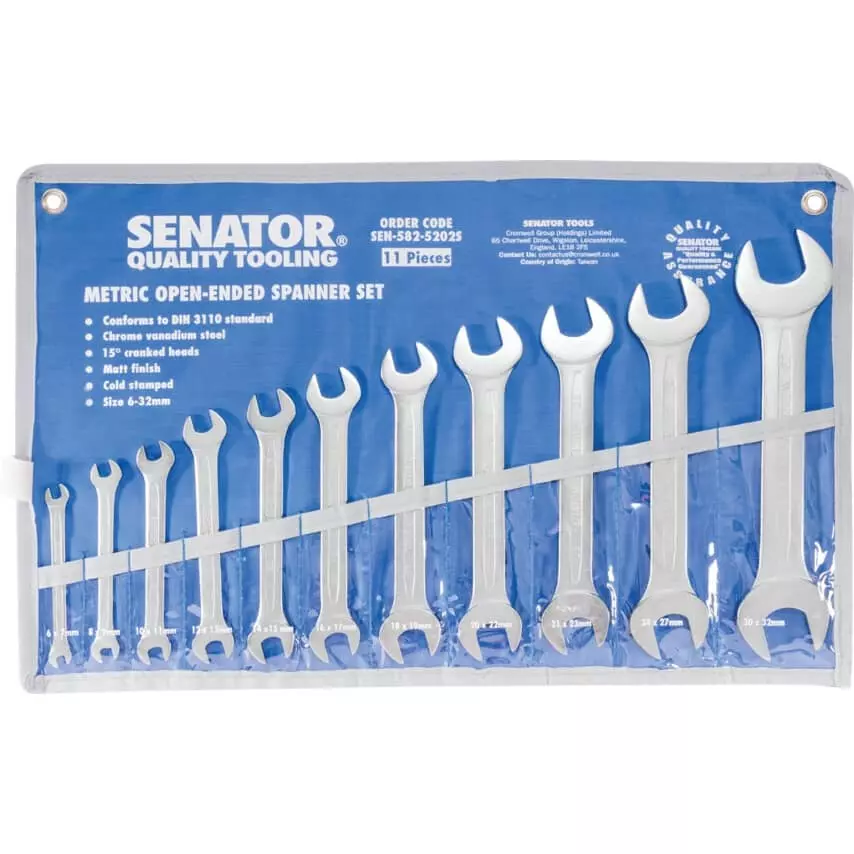 Senator Combination Spanner 6 - 32 Size Range Matte Finish Chrome Vanadium Steel, SEN5825202S (Pack of 11)