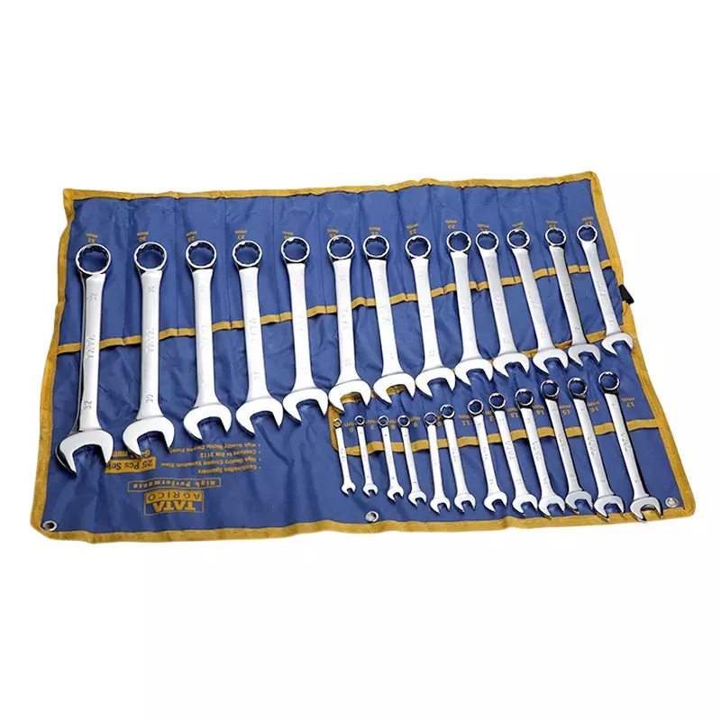 Tata Agrico Single Sided Combination Spanner Chrome Vanadium 6-32 mm Size, CSK001 (Set of 25 Pcs)