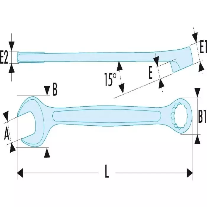 Facom Combination Spanner, 34mm, Metric, Double Ended, 390 mm Overall, 440.34SLS