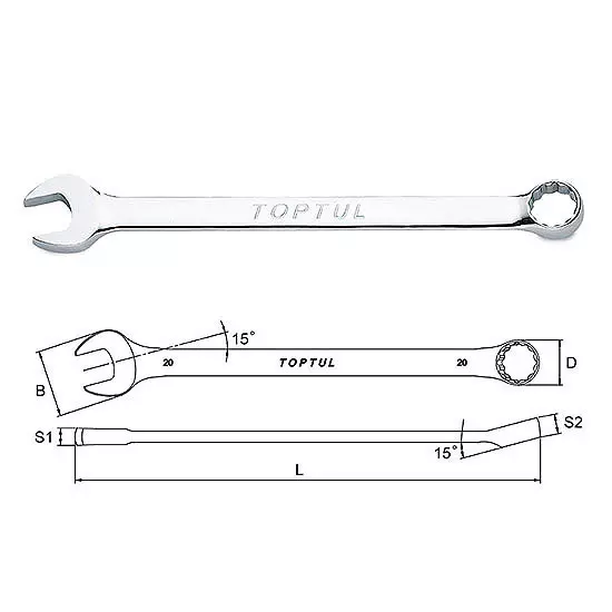 toptul-aaaa-29-mm-chrome-vanadium-steel-long-combination-wrench-402-mm-length-aaaa2929-pack-of-5-box