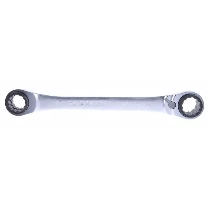 Facom Ratchet Spanner, 16 x 17mm, Metric, Double Ended, 230 mm Overall, 64C.S2