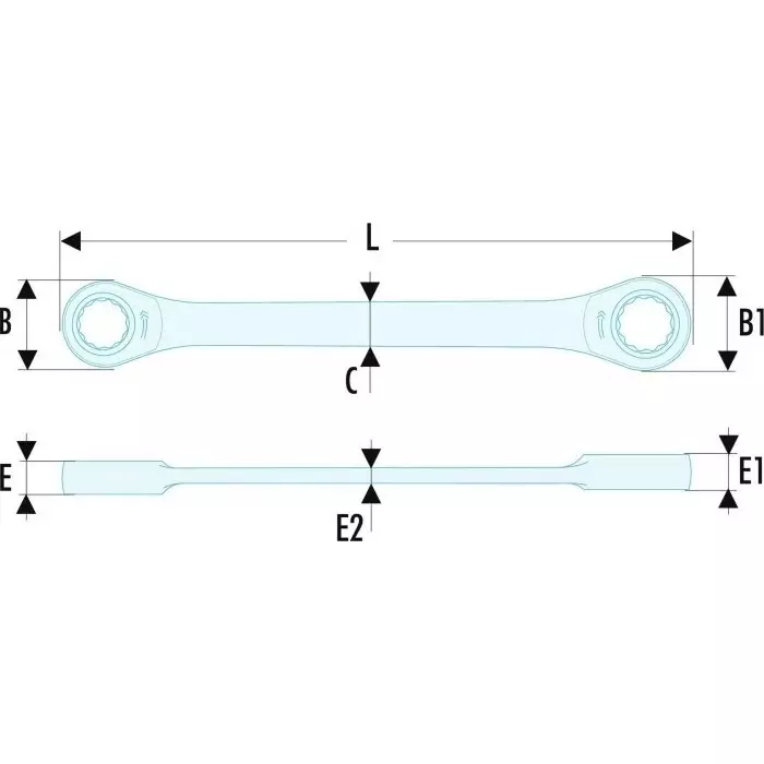 Facom Ratchet Ring Spanner, 12mm, Metric, Double Ended, 170 mm Overall, 65.12X13