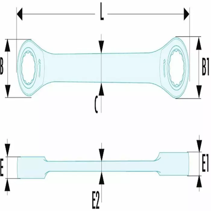 Facom Spanner, 6 x 8mm, Metric, Double Ended, 128 mm Overall, 464TX.6X8