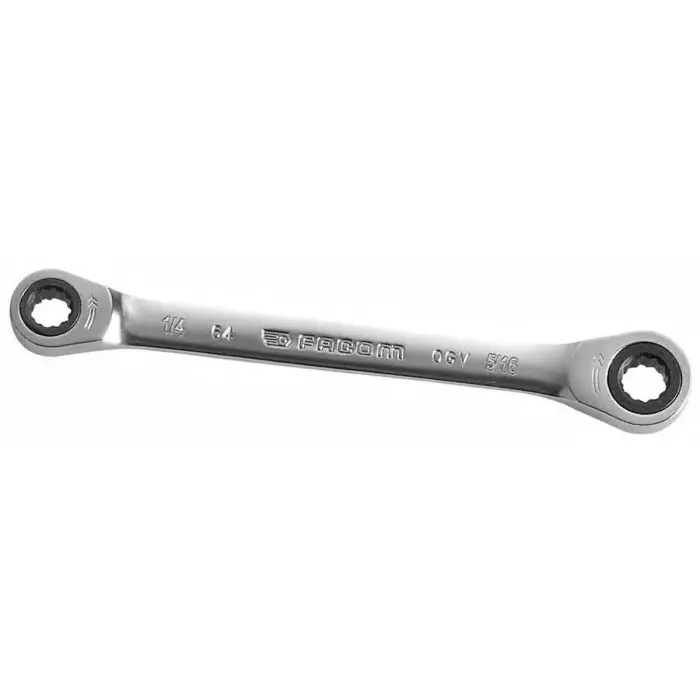 Facom Ratchet Spanner, 1/4in, Imperial, Double Ended, 115 mm Overall, 64.1/4X5/16