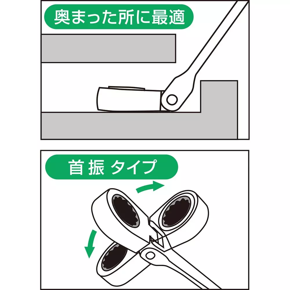 TONE Swivel Ratchet Box Wrench 16 mm Hex Size, RMF-16