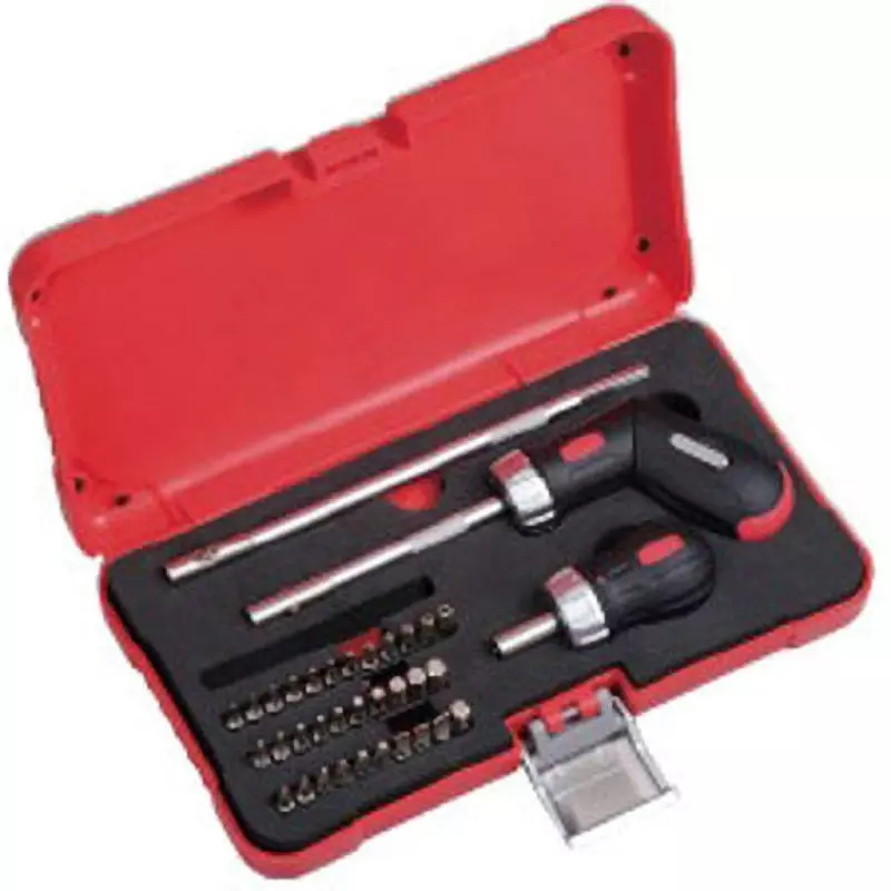 TONE Ratchet Screwdriver Set Red & Black 275 x 155 x 55 mm, RDS32BR-Y