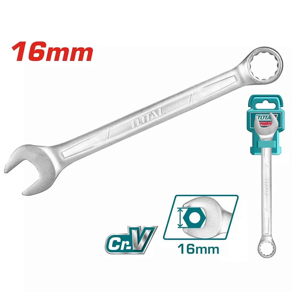 total-combination-spanner-silver-chrome-plated-matt-finish-16-mm-tcspa161
