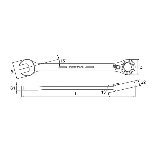 toptul-combination-wrench-15-offset-16-mm-208-mm-length-abaf1616-pack-of-10-pcs