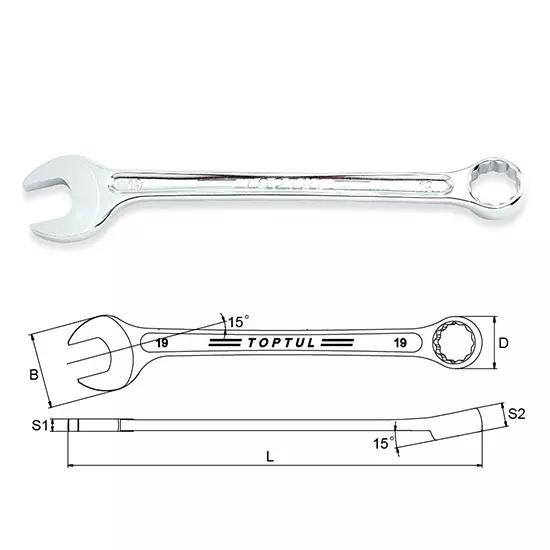 toptul-standard-combination-wrench-104-mm-length-aaex5e5e-pack-of-10-pcs
