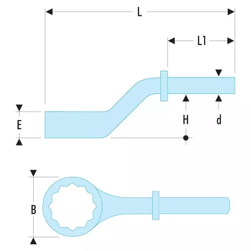Facom Ring Spanner, 32mm, Metric, 235 mm Overall, 54A.32