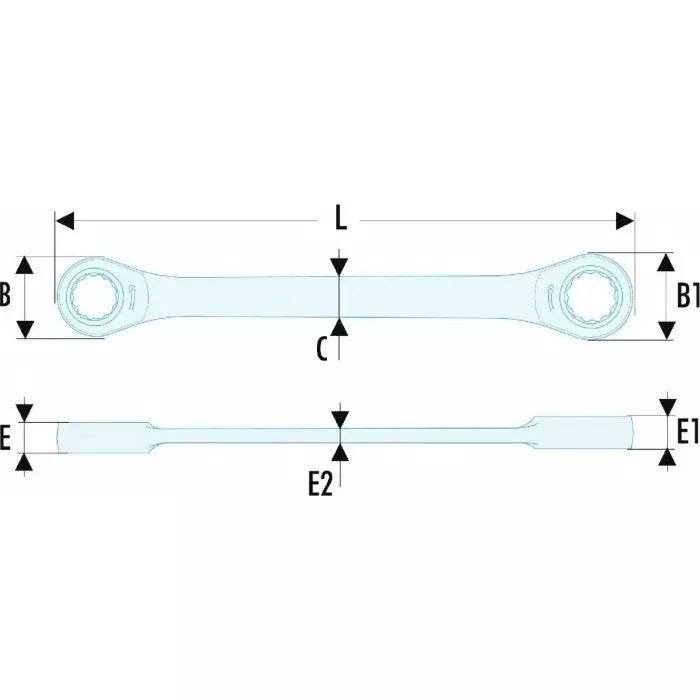 Facom Ratchet Ring Spanner, 8mm, Metric, Double Ended, 128 mm Overall, 65.8X9