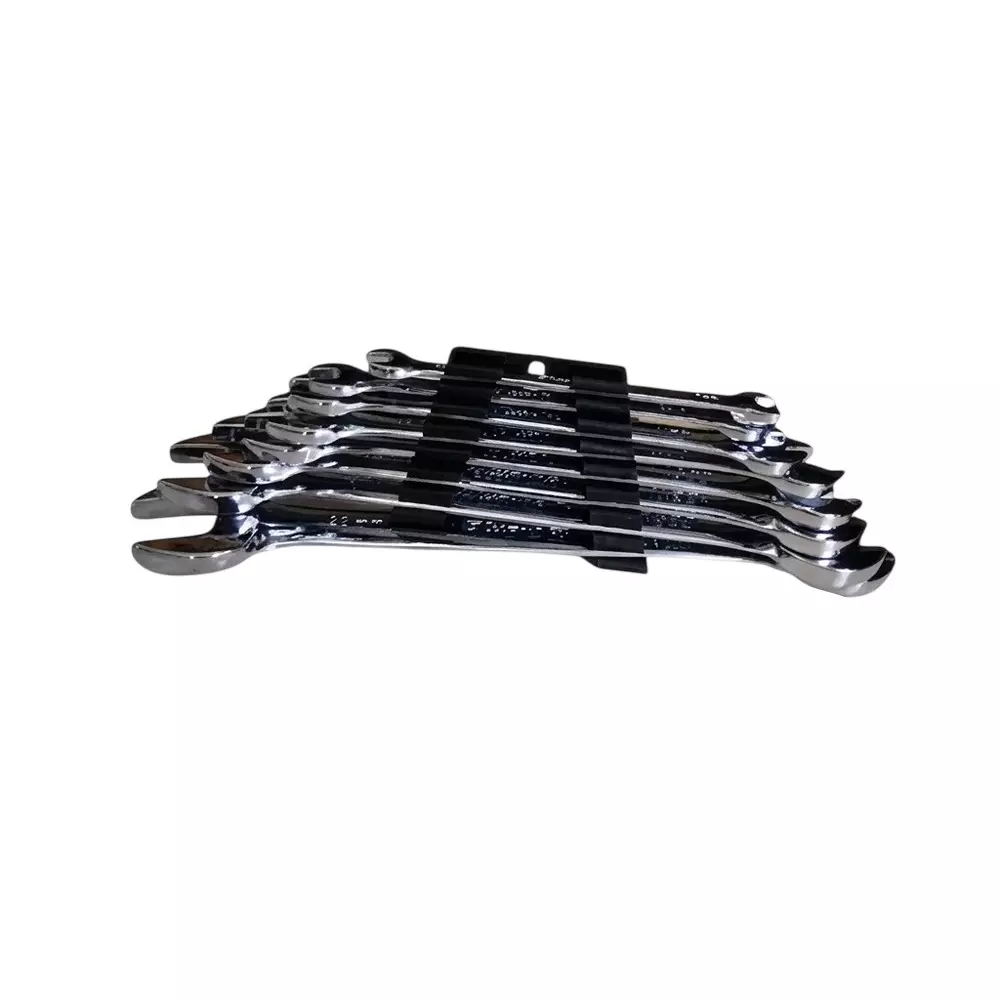 Blue-Point 8 Pcs Double Open End Wrench Set Smooth Chrome Finish Alloy Steel Body, Size 6-22 mm, BDOEMTSET8L
