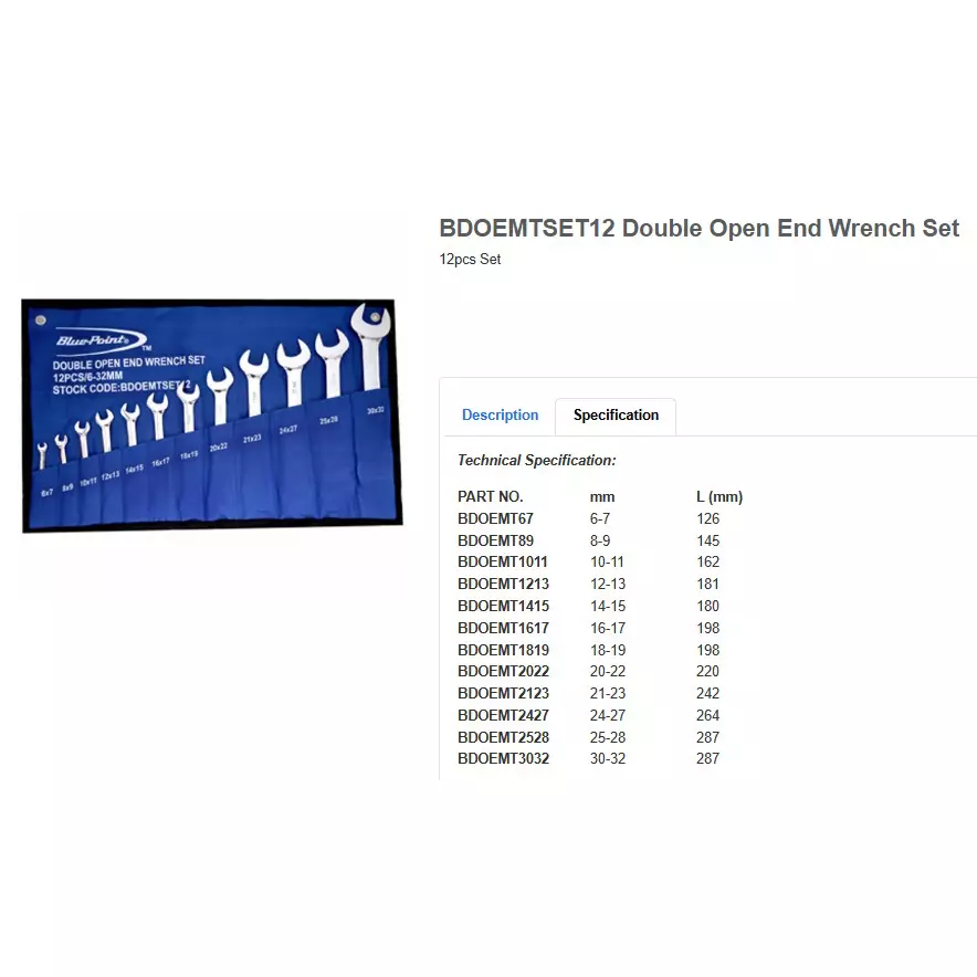 blue-point-12-pcs-double-open-end-wrench-set-smooth-chrome-finish-alloy-steel-body-size-6-32-mm-bdoemtset12l
