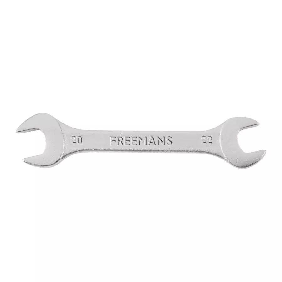 Freemans Double Ended Open Spanner Set Flat Panel Chrome Vanadium Steel, DSF12 (Set of 12)