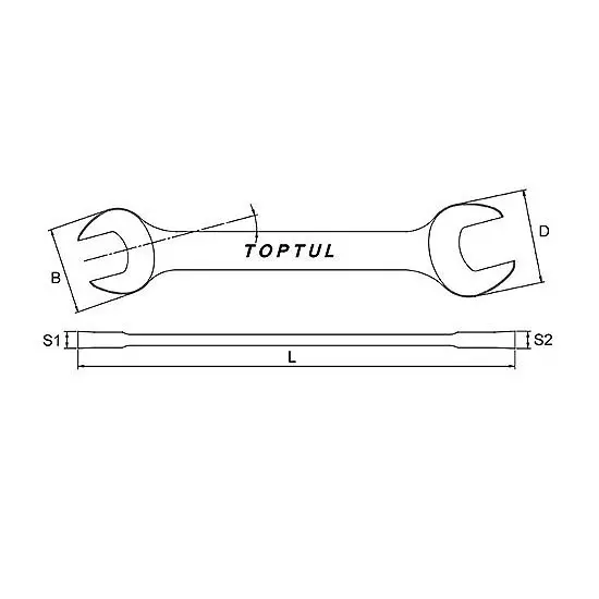 toptul-double-open-end-wrench-12x916-inch-174-mm-length-acaj1618-pack-of-5-pcs