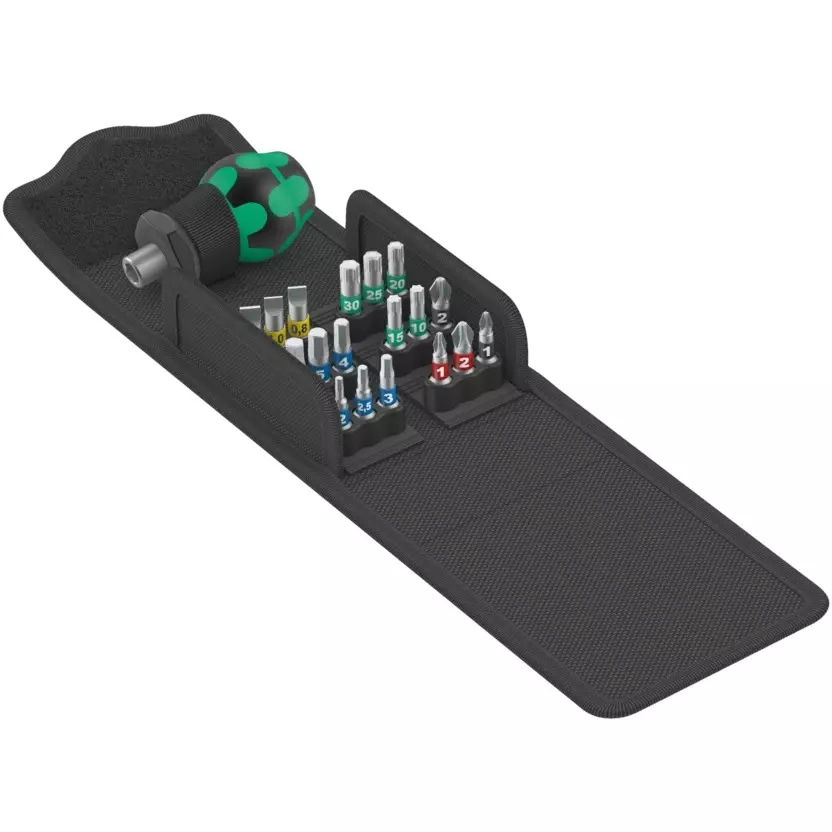 Wera Kraftform Kompakt Stubby 1 Handle/Interchangeable Blade System with Kraftform Handle and Hex Plus Shank, 5057471001 (Set of 19)