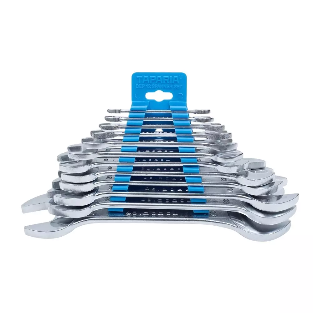Taparia Double Ended Spanner Set (Hanger Packing) Chrome Vanadium Steel (Size: 6x7 - 30x32 mm), DEP12HP