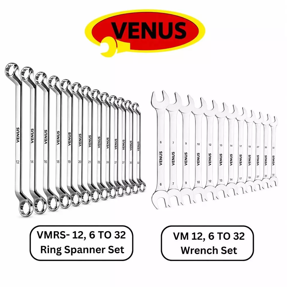 venus-heavy-duty-offset-ring-spanner-open-jaw-spanner-kit-24-pcs-silver-12-point-chrome-vanadium-steel-for-garage-workshop-use-combo-vmrs-12-and-vm-12