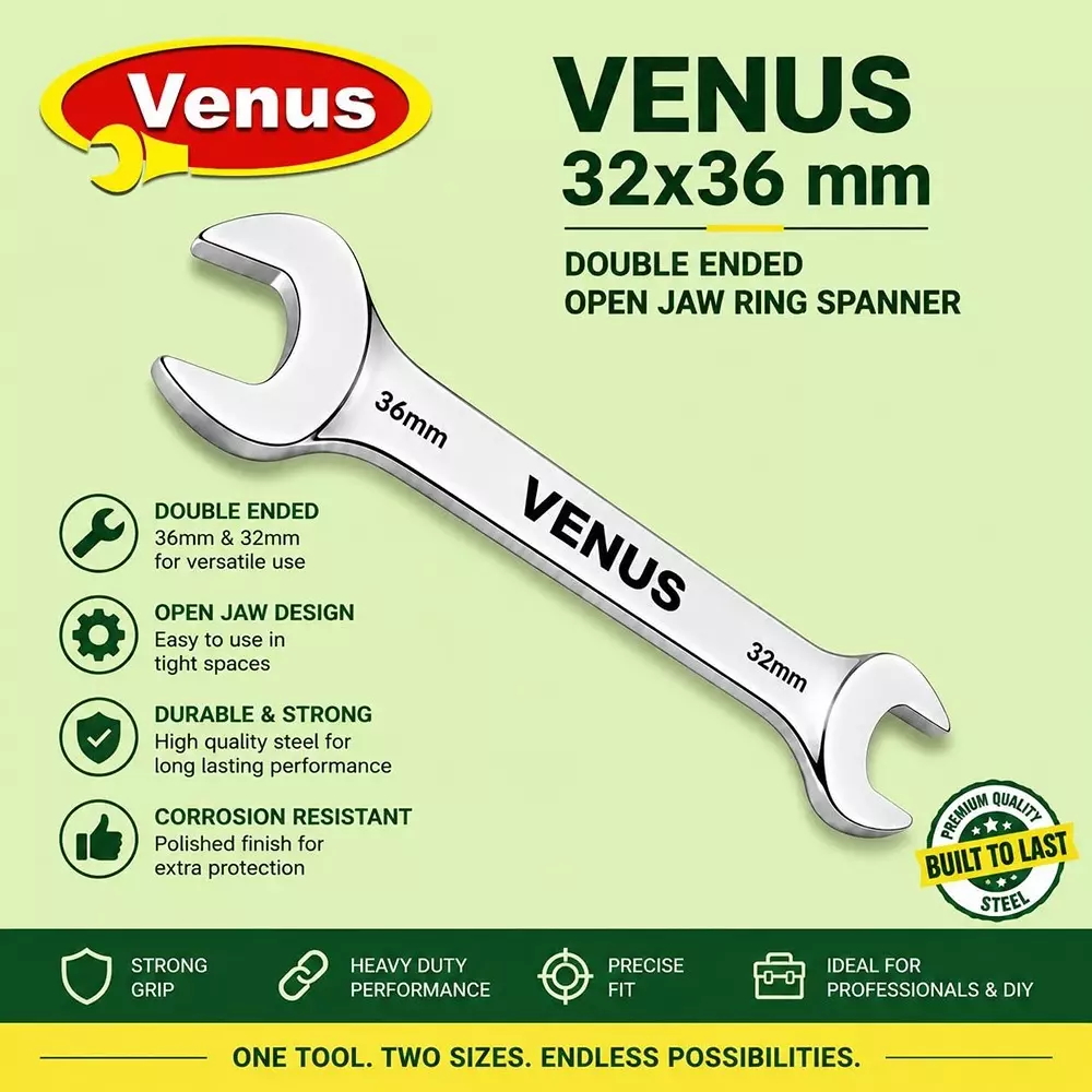 venus-heavy-duty-open-jaw-spanner-silver-chrome-vanadium-steel-for-automotive-truck-tractor-machinery-maintenance-wrench-32x36