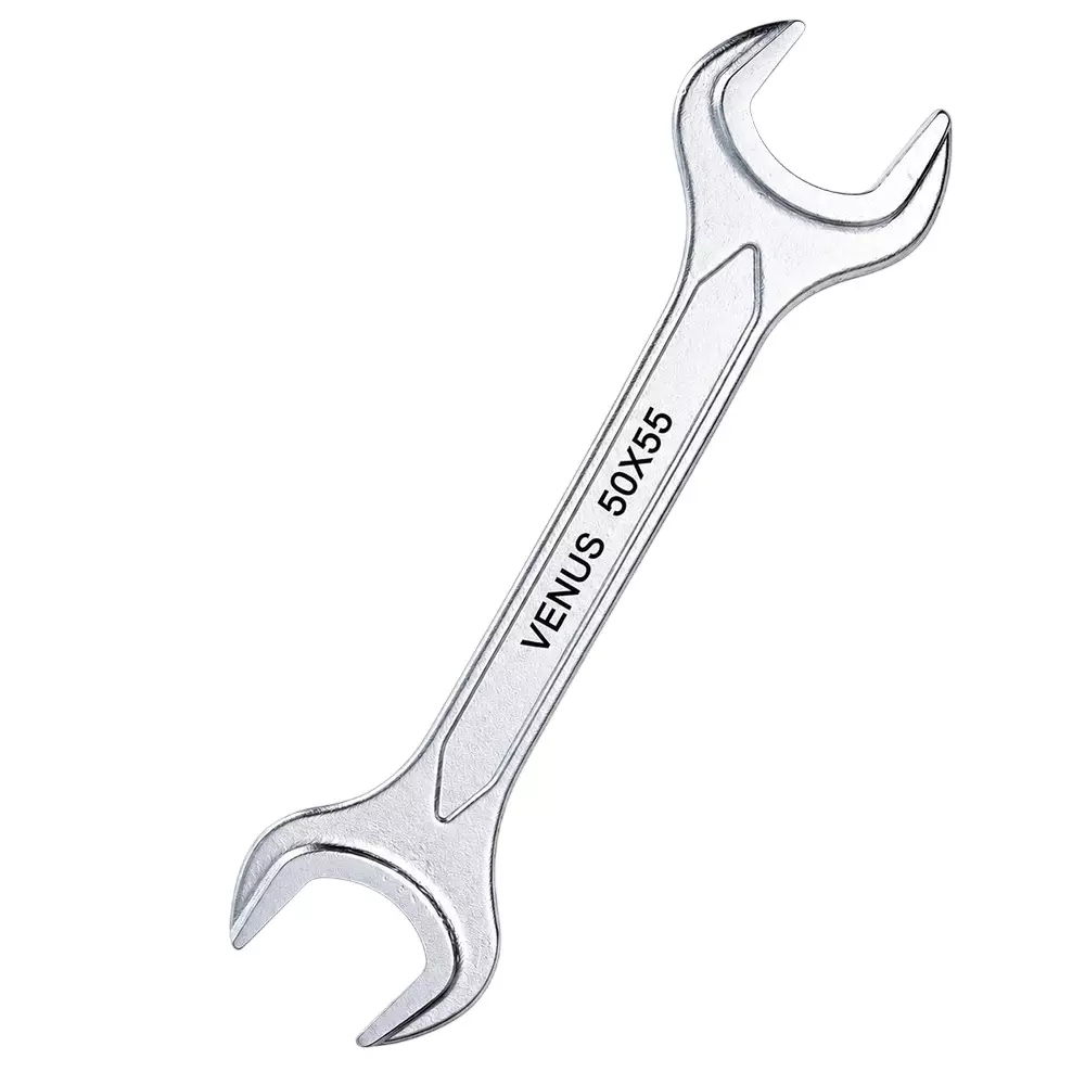 Venus Heavy Duty Open Jaw Spanner Silver Chrome Vanadium Steel 50x55 mm Size for Automotive, Truck, Tractor & Machinery Maintenance