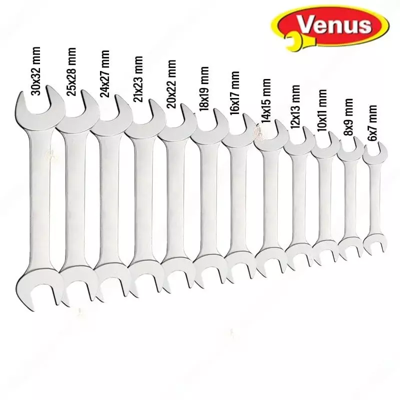 venus-heavy-duty-open-jaw-spanner-kit-12-pcs-silver-12-point-chrome-vanadium-steel-for-automotive-repair-bike-maintenance-workshop-tasks-and-general-mechanical-work-yb-cl3a-esoe