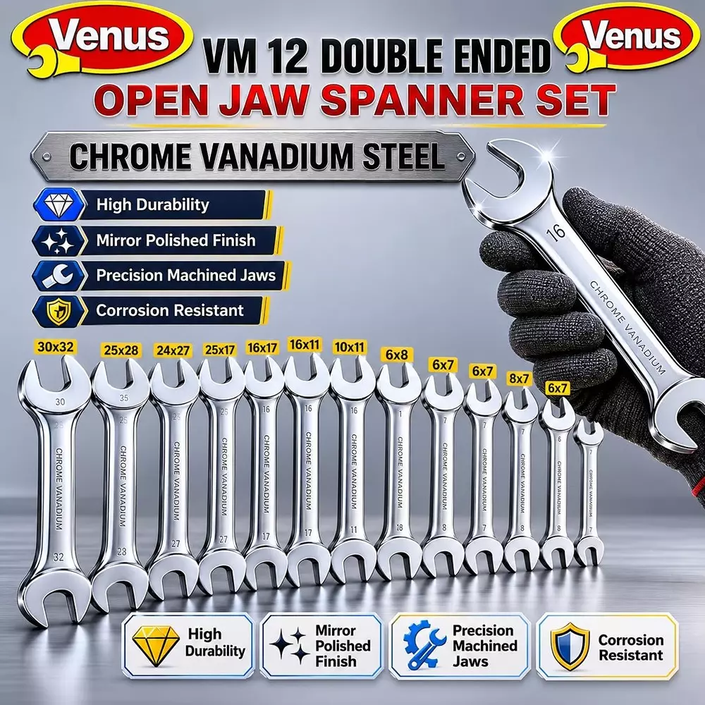 venus-heavy-duty-open-jaw-spanner-kit-12-pcs-silver-12-point-chrome-vanadium-steel-for-automotive-repair-bike-maintenance-workshop-tasks-and-general-mechanical-work-yb-cl3a-esoe