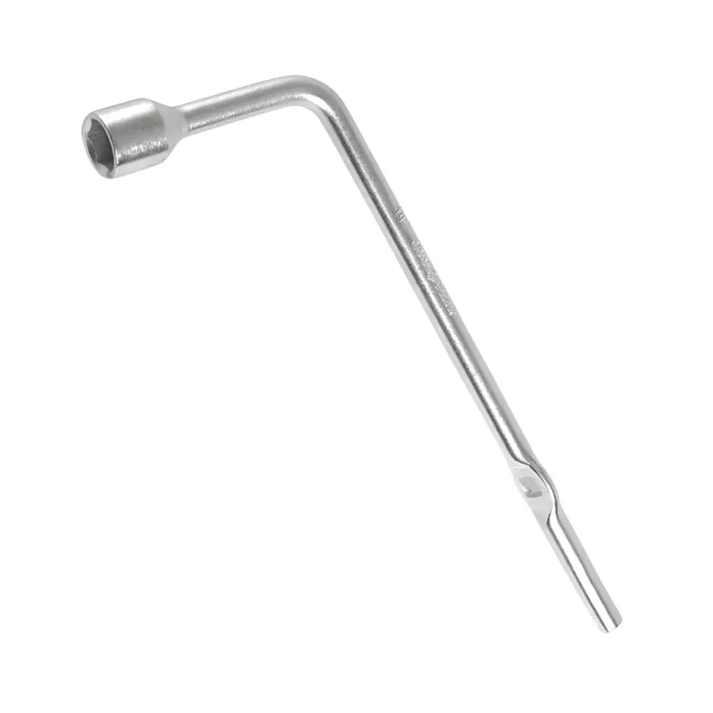 Venus L-Shaped L-Spanner with Hole Silver Chrome Vanadium Steel 19 mm Socket Size 320 mm Length for Tyre Replacement of Cars