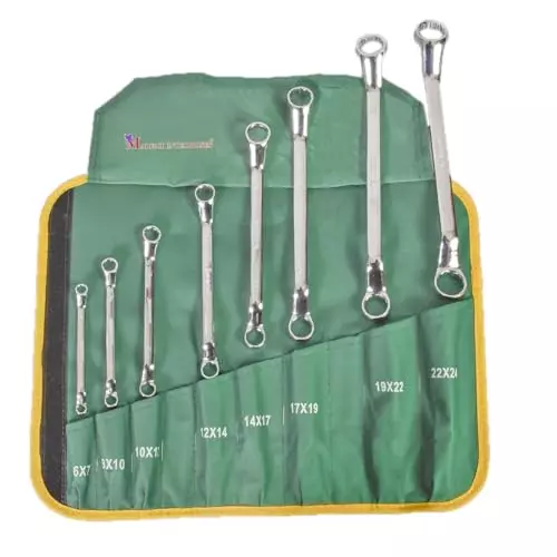 Malfah Enterprises Double Open-End Spanner Kit 20 cm Length Alloy Steel & Chrome Vanadium Steel Silver for Professional Workshops Use, (543108) MFN