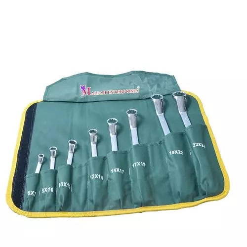 Malfah Enterprises Double Open-End Spanner Kit 20 cm Length Alloy Steel & Chrome Vanadium Steel Silver for Professional Workshops Use, (543108) MFN