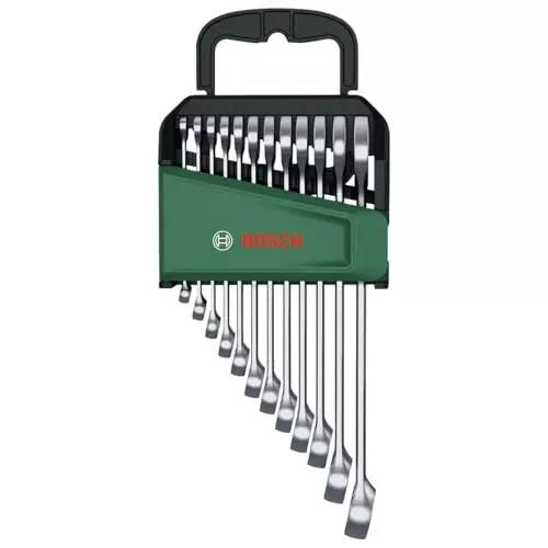 Bosch Open-End and Ring Spanner Set Chrome Vanadium Universal in Size 6 to 19 mm, 1600A02Z9D (Pack of 12)
