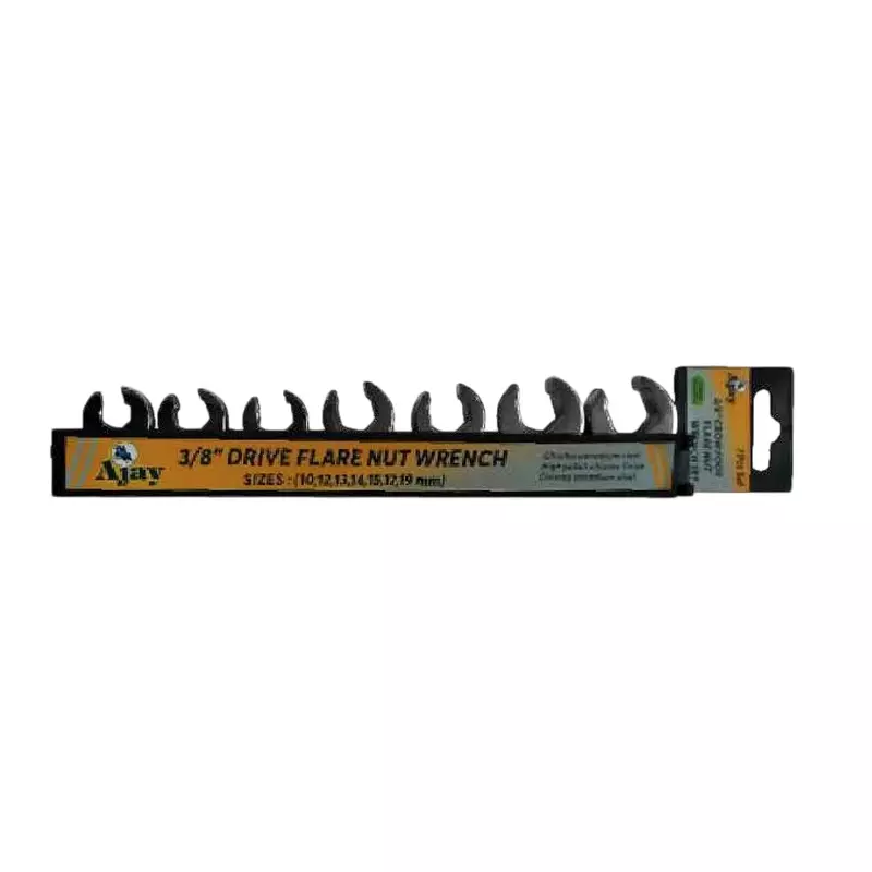 Ajay Flair Nut Crow Foot Spanner Set with Rack Chrome Vanadium Steel High Polish Chrome Finish 10-19 mm, AJ-CFS (Set of 7 Pcs)