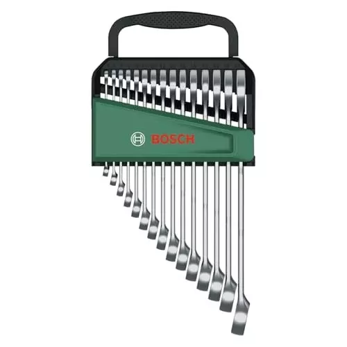 Bosch Open-End & Ring Spanner Set 6 to 21 mm Chrome-Vanadium Steel, 1600A02Z9E (Pack of 15)