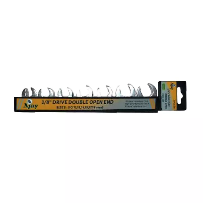 Ajay Open End Crow Foot Spanner Set with Rack Chrome Vanadium Steel High Polish Chrome Finish 10-19 mm, AJ-CFS (Set of 7 Pcs)