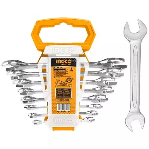 Ingco HKSPA2088 Double Open End Spanner Set of 8 Pcs