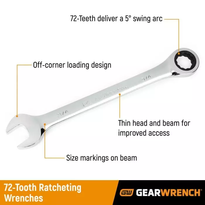 GEARWRENCH Combination Ratchet Spanner 36 mm Metric Double Ended 19.7 in Overall, 9136