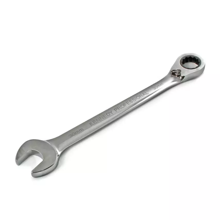 Kennedy Ratcheting Combination Spanner 360 mm Overall Length Double End Mirror Finish Chrome Vanadium Steel