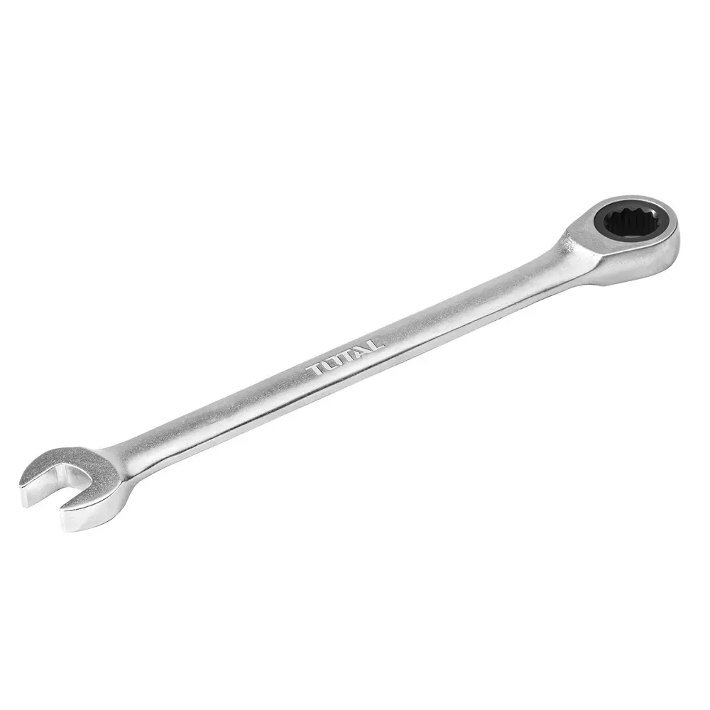 Total Ratchet Spanner 160 mm Length Chrome Plated, Matt Finish Chrome Vanadium Steel Silver, TCSPAR101