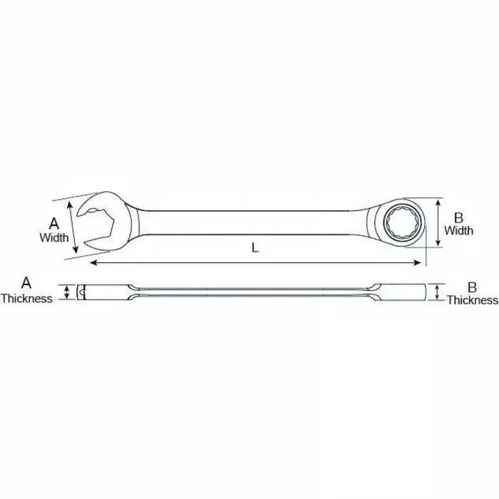 GEARWRENCH Combination Ratchet Spanner 19 mm Metric Double Ended 9.8 in Overall, 85519