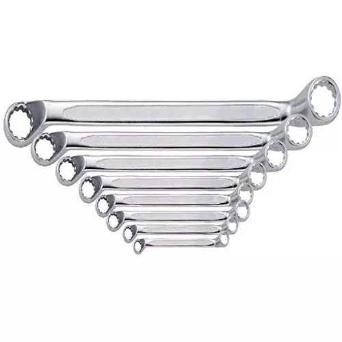 oaykay-8m-chrome-vanadium-steel-shallow-offset-ring-spanner-hanging-tray-set-pack-of-8