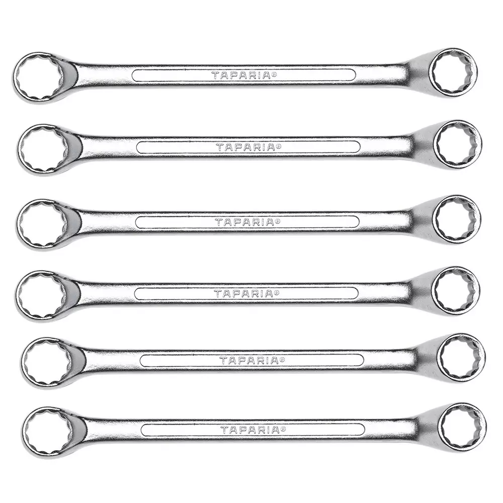 Taparia 6 Pcs Inch Series Ring Spanner Set Made of Cr-V Steel Chrome Finish and 42-48 HRC Hardness, RW 06