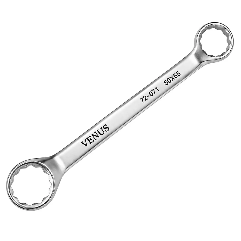 Venus Heavy Duty Ring Spanner Silver 12 Point Ring Chrome Vanadium Steel Mirror Chrome Plated 50x55 mm Size for Automove & Industrial Use