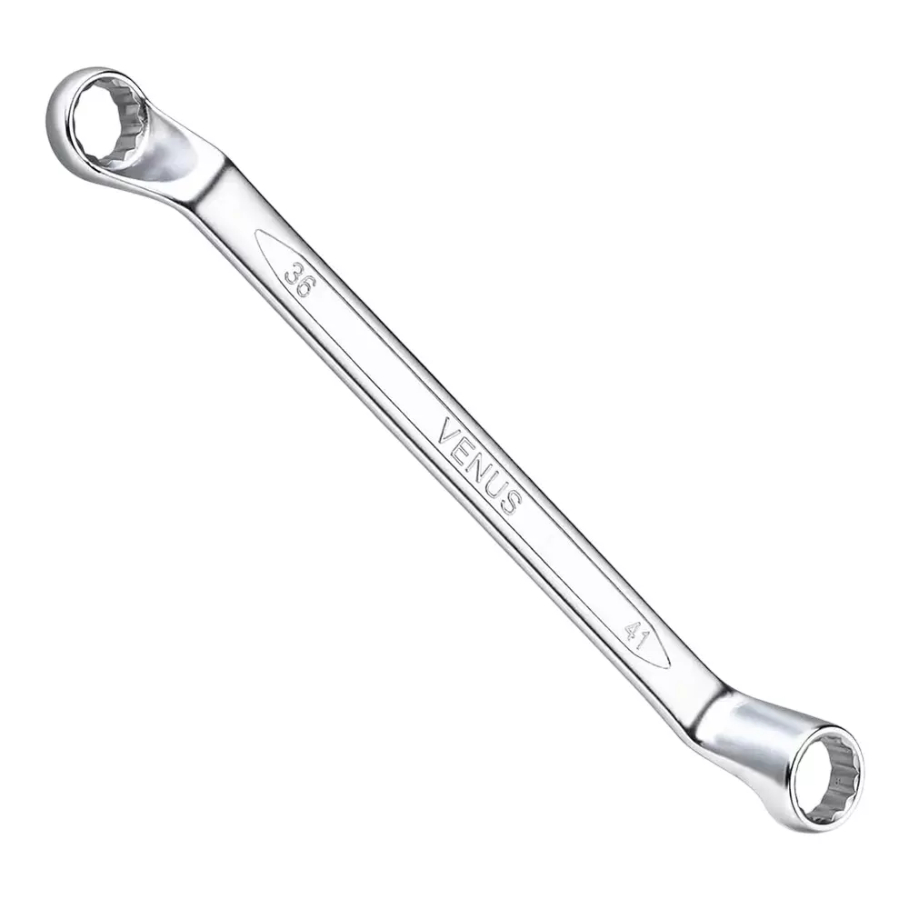 Venus Heavy Duty Offset Ring Spanner Silver 12 Point Ring Chrome Vanadium Steel Mirror Chrome Plated 36x41 mm Size for Automove & Industrial Use