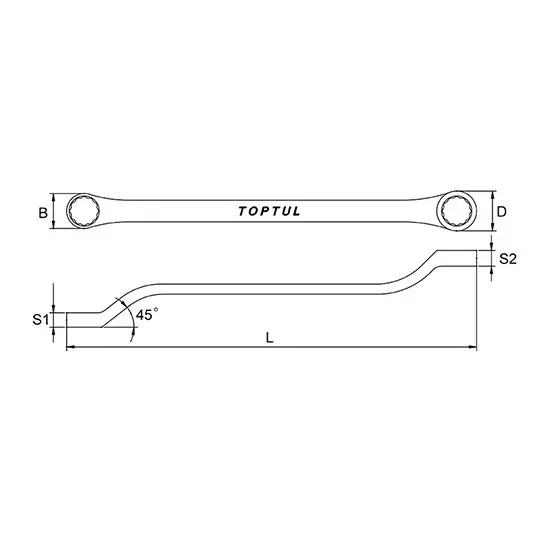 toptul-double-ring-wrench-45-offset-78x1516-inch-327-mm-length-aceh2830-pack-of-5-pcs