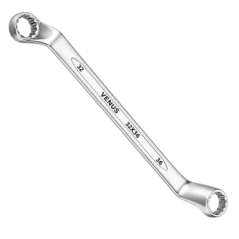 Venus Heavy Duty Offset Ring Spanner Silver 12 Point Ring Chrome Vanadium Steel Mirror Chrome Plated 32x36 mm Size for Automove & Industrial Use