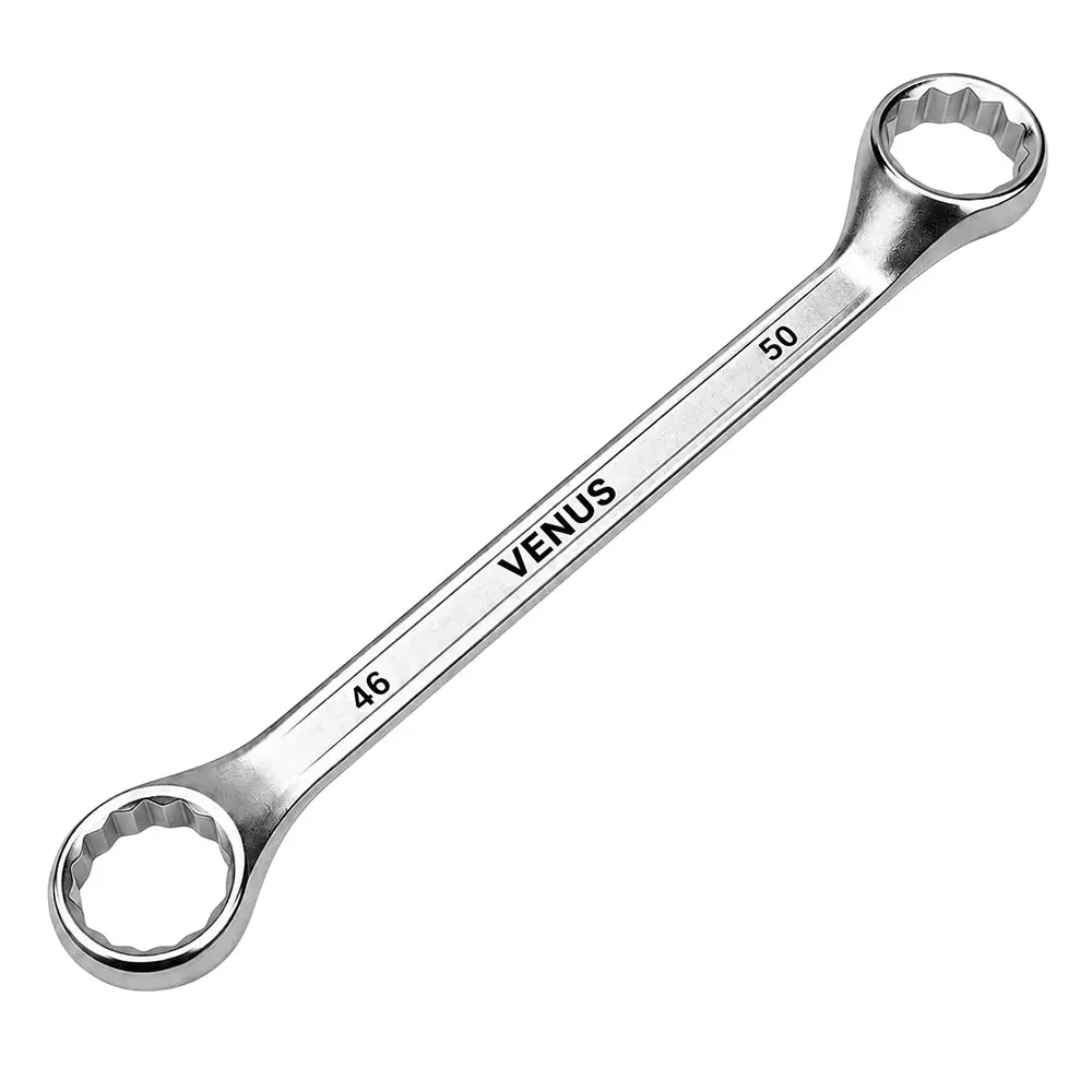 Venus Heavy Duty Ring Spanner Silver 12 Point Ring Chrome Vanadium Steel Mirror Chrome Plated 46x50 mm Size for Automove & Industrial Use